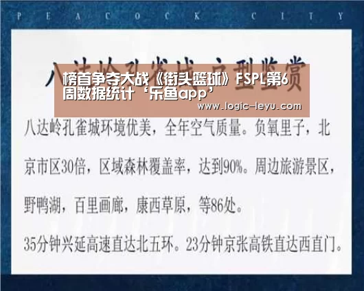 榜首争夺大战《街头篮球》FSPL第6周数据统计‘乐鱼app’(图3) 乐鱼